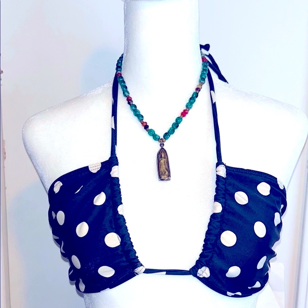 🤍NWT Bettie Page Black and White Polka Dot Bikini Top🤍